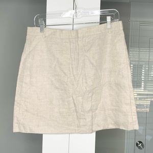J. Crew 100% Linen A-Line Mini Skirt Beige